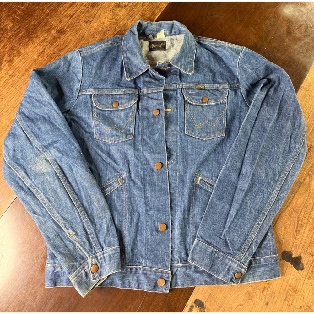 Wrangler Denim Jacket 44 Long Blue Vintage Made in USA retro Trucker 74126PW